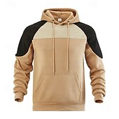 baratos camisolas de lã-Homens Moletom Moletom com capuz Moletom de lã Preto Azul Marinha Cáqui Cinzento Com Capuz Bloco de cor Bloco de cor Bolso frontal Desportos e Ar livre Casual Diário Roupa de rua Legal Designer