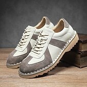 abordables Occasionnel-Homme Derby Marche ancien Affaires Occasionnel Quotidien Daim Cuir fendu Confortable Antidérapant À lacets Gris&amp;Blanc Noir Printemps