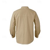 economico Camicie di lino-Per uomo Camicia Camicia di lino Camicia casual Camicia con Bottoni Camicia di cotone Semplice Vacanza Camicia hawaiana Nero Bianco Cachi Azzurro Manica Lunga Colletto alla coreana Primavera Autunno