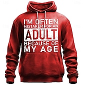 abordables tenues à capuche imprimées pour hommes-Homme Argot drôle Sweats à capuche Sweatshirt Sweat à capuche Sweat à capuche Col ras du cou Mode Imprimé Graphique Fête Vêtements de rue Jaune Rouge Cordon de serrage Automne Hiver Designer