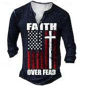 cheap Vintage&amp;Retro-Men&#039;s T shirt Tee Henley Shirt Tee Basic Classic Casual Shirt Graphic American Flag 1776 Long Sleeve Shirt Black Red Navy Blue Street Casual Daily Henley Spring &amp;  Fall Clothing Apparel Plus Size S M