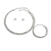 economico Accessori natalizi da donna-Set di gioielli da sposa 3 Zircone 1 Collana Orecchini Braccialetti Per donna Elegante Originale Adorabile Stratificato Amore Prezioso Parure di gioielli Per Matrimonio Natale Compleanno