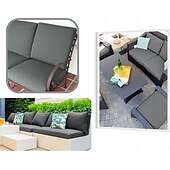 economico Copertura per Cuscini da Patio-Set di 14 fodere per cuscini impermeabili da esterno per patio, adatte a divani componibili in vimini e rattan da 6 posti, include 8 schienali e fodere per cuscini da patio resistenti allo sbiadimento