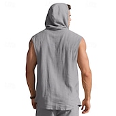 preiswerte Fitness Tank-Tops-Herren Tank Top Weste Unterhemd Ärmelloses Shirt Ärmellos Mit Kapuze Sommer Einfach Mode Designer Basic Knöpfe Urlaub Straße Ausgehen Schwarz Weiß Gelb Top T-Shirt für Herren