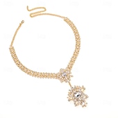 abordables Collares-Collares con colgantes Zirconio Brillantes Mujer Moda Lujo Borla Geométrico Forma de flor Boda Gotas Gargantillas Para Boda Fiesta Pedida