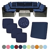 baratos Capa para Almofadas de Pátio-Conjunto de 8 capas impermeáveis e elásticas para sofá de pátio, incluindo 4 capas para encosto e 4 capas para assento. Protetor de móveis para área externa.