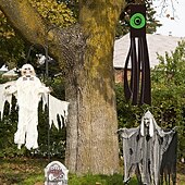 cheap Halloween Wall Tapestries-Halloween Ghost Windsock Night Light Spooky LED Hanging Decoration with Ghostly Glow Waterproof and Weather-Resistant for Outdoor Yard, Porch, or Garden Decor Perfect for Halloween Night Atmosphere