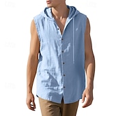 preiswerte Fitness Tank-Tops-Herren Tank Top Weste Unterhemd Ärmelloses Shirt Ärmellos Mit Kapuze Sommer Einfach Mode Designer Basic Knöpfe Urlaub Straße Ausgehen Schwarz Weiß Gelb Top T-Shirt für Herren