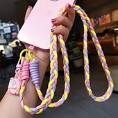 economico Lanyards e cinturini da polso per telefono-Nuova tracolla con tre fili a coda di cavallo, cordino per cellulare da donna, anti smarrimento, cordino robusto con ciondolo a forma di cartone animato, cordino lungo per cellulare.