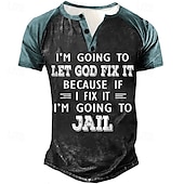 cheap Funny Words-Men&#039;s Color Block Letter T Shirt Henley Shirt Graphic Tee Short Sleeve 3D Print Vintage Designer Basic Outdoor Daily Sports Summer Black Blue Purple Green Henley Henley T-Shirt