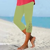 preiswerte Einfarbige Leggings-Damen Caprihose Leggings Streetwear Lässig Wadenlang Natürliche Taille Einfach Spitze Patchwork Elastischer Bund Bequem Außenbereich Outdoor Urlaub Alltagstauglich Wein Hellhimmelblau Schwarz Gelb