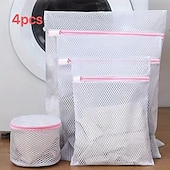 abordables Bacs, paniers à linge-Lot de 4 sacs à linge en filet à fermeture éclair durables, sacs de lavage de protection pour linge délicat, sous-vêtements, vêtements, compatibles avec les machines à laver