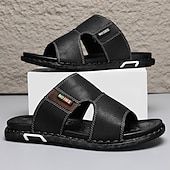 billige Ferietøfler-Brune slip-on sandaler til herre, myke sommersandaler i kunstskinn for innendørs komfort, helgeærender og uformell utendørsbruk