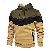 cheap Basic Hoodies-Men&#039;s Hoodie Pullover Hoodie Sweatshirt Light Yellow Wine Red Denim Blue Black White Hooded Color Block Front Pocket Sports &amp; Outdoor Casual Daily Streetwear Cool Sportswear Fall &amp; Winter Clothing