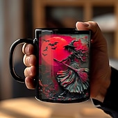 levne Halloween Kithen-Halloweenský dárkový hrnek, keramický hrnek na kávu s čarodějnickou tématikou 330 ml/12 oz, strašidelný halloweenský hrnek pro ženy, přátele, milovníky wiccanské inspirace, vánoční dekorace nebo dárek