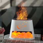 preiswerte Dekorative Lichter-1 Stück Aromatherapie-Maschine aus natürlichem Stein, Luftbefeuchter, buntes Flammen-Atmosphärenlicht mit ätherischem Ölzusatz, hohler Stern, Mond, Salzstein, dekoratives Licht, Fernbedienung, Timing,