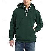economico felpe con cappuccio da uomo di base-Per uomo Felpa con cappuccio e zip Felpa con cappuccio Felpa con zip Nero Vino Blu marino Blu Verde scuro Con Cappuccio Semplice Con zip Tasca Frontale Zip a un quarto Sport &amp; Outdoor Casuale