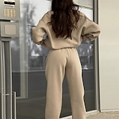 זול חליפות ספורט-בגדי ריקוד נשים אימונית מכנסי טרנינג סווטשירט עם סווטשירט כיס עם רוכסן אחיד חליפות בגדים סתיו שחור ורוד חדר כושר להתאמן ספורטיבי עמיד שרוול ארוך ספורט לבוש אקטיבי מיקרו-אלסטי רגיל