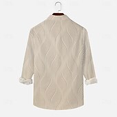 levne Geometriské vzory-Pánské Geometrický S proužky Vlny Košile Košile na knoflíky Ležérní košile Dlouhý rukáv Móda pro volný čas Dovolená Denní Streetwear Léto Jaro Přehnutý 3D tisk košile s límečkem Khaki
