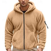 abordables pulls molletonnés-Homme Sweat à capuche zippé Sweat à capuche Sweat-shirt zippé Sweat à capuche en polaire Noir bleu marine Kaki Gris À capuche Uni Zip Up Sport &amp; Loisir Occasionnel Quotidien Streetwear Frais