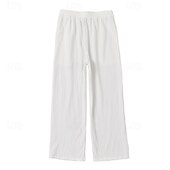 preiswerte Klassiker-Herren Leinenhosen Hose Sommerhose Baggy-Hosen Kordelzug Elastischer Bund Gerader Schnitt Einfach Komfort Atmungsaktiv Volle Länge Lässig Täglich Ferien Mode Klassicher Stil Schwarz Himmelblau