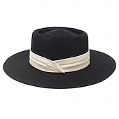 billige Hatter-1 stk. elegant damehatt med strå og bred brem, lett og pustende sommerhatt for strandaktiviteter, uformell &amp;formelle arrangementer, tilbehør til arrangementer