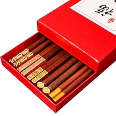 cheap Cooking Utensils-5Pairs Wood Chopsticks Chinese Style Solid Wood Chopsticks Family Hotel Wedding Chopstick Set