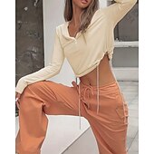 halpa Juoksupaidat ja tanktopit-Naisten Verryttelytakki Juoksupaita Kurenauha Pitkähihainen Topit Urheilu- ja treenivaatteet V kaula-aukko Yhtenäinen Wick-kosteus Tennis Golf Juoksu Urheiluasut Urheiluvaatteet Aprikoosi Valkoinen