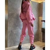 voordelige Trainingspakken-Dames Trainingspak Joggingbroeken Trainingsbroek Kant Zak Brief Sportoutfits Herfst Zwart Roze Training Sportkleding Hardlopen Thermisch Warm Winddicht Lange mouw Sport Sportkleding Rekbaar Normale