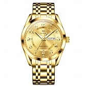 cheap Quartz Watches-OLEVS 3666 Luxury Man Watch Stainless Steel Waterproof Dual Calendar Classic Large Digital Dial Original Quartz Watches