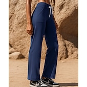 cheap Running Pants &amp; Tights-Women&#039;s Running Pants Sports Trousers Drawstring Pocket Bottoms Athleisure Sports Gym Breathable Pilates Running Yoga Regular Fit Sportswear Activewear Solid Colored Black Blue Grey