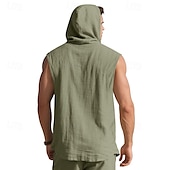 preiswerte Fitness Tank-Tops-Herren Tank Top Weste Unterhemd Ärmelloses Shirt Ärmellos Mit Kapuze Sommer Einfach Mode Designer Basic Knöpfe Urlaub Straße Ausgehen Schwarz Weiß Gelb Top T-Shirt für Herren