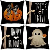 お買い得  装飾用クッションカバー-1 個 ポリエステル 枕カバー, ハロウィーン 方形 ファスナー 伝統的な クラシック