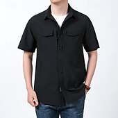 preiswerte Oberteile-Herren Wanderhemd Wanderspitze Cargo-Shirt Kurzarm Umlegekragen Oberteil Außen Schnelltrocknend Leicht Atmungsaktiv Polyester Schwarz Armeegrün Blau Tennis Golfspiel Laufen