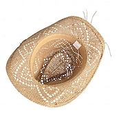 billige Hatter-1 stk. elegant damehatt med strå og bred brem, lett og pustende sommerhatt for strandaktiviteter, uformell &amp;formelle arrangementer, tilbehør til arrangementer