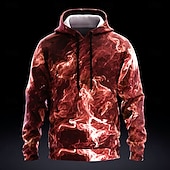 baratos Padrão 3D-Homens Fumo Abstrato 3D Moletons Moletom Legal Festa Manga Longa Gola Redonda Bandagem Streetwear Vermelho Azul Com Cordão Outono Inverno Designer