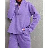 Χαμηλού Κόστους Αθλητικά κοστούμια-Γυναικεία Φόρμα Αθλητικές Φόρμες Φούτερ με πουλόβερ Τσέπη με φερμουάρ Μονόχρωμο Ρούχα σύνολα Φθινόπωρο Μαύρο Κίτρινο Σπαντέξ Προπόνηση Ένδυση γυμναστικής και άθλησης Τρέξιμο