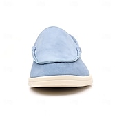 voordelige Hereninstappers &amp; loafers-Lichtblauwe instappers voor heren – ademende platte schoenen van imitatiesuède met gedempte zool voor lente-outfits, dagelijkse woon-werkverkeer en ontspannen stadswandelingen