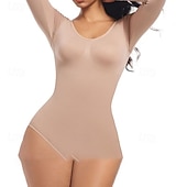 economico Intimo modellante da donna-Da donna Intimo Modellante Modellatore del corpo con seno Maniche lunghe Semplice Elastico Per Pilates Danza Fitness
