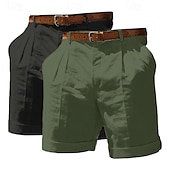 economico Classico-Per uomo Shorts Shorts di Lino Shorts eleganti Pantaloncini Estivi Shorts da Spiaggia Tasca Elastico in vita Gamba Dritta Semplice Comodità Traspirante Lunghezza al ginocchio Affari Casuale Quotidiano