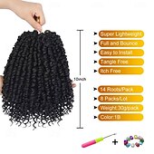 cheap Crochet Hair-Pre-Twisted Passion Twist Hair 8 Packs 112 Strands Pre Looped Passion Twist Braiding Hair for Women Short Passion Twists Crochet Hair Synthetic Hair Extensions
