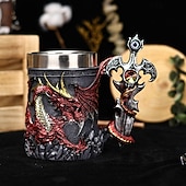 economico Tazze e tazzine-Boccale da birra con drago guerriero, regalo per l&#039;Oktoberfest, boccale con drago di fuoco della mitologia occidentale, boccale con spada nordica, tazza da caffè e birra, regalo di Natale per uomo