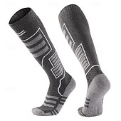 cheap Sports Socks-1 Pair Men&#039;s Women&#039;s merino wool socks Hiking Socks Sports Socks Thermal Warm Breathable Anti Blister Thick Outdoor Over The Calf Patchwork Merino Wool Dark Grey Black Pink for Ski / Snowboard