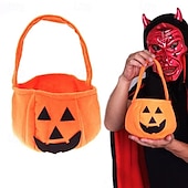 Χαμηλού Κόστους Halloween Hanging &amp; Tabletop Decorations-Τσάντα δώρου με κολοκύθες για το Halloween για παιδιά, τσάντα tote με γλυκά για κέρασμα ή trick or treat, μη υφασμένη τρισδιάστατη τσάντα δώρου jack-o&#039;-lantern με πρόσωπο φαντάσματος κινουμένων