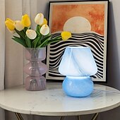 economico lampada da comodino-Graziosa lampada da comodino a forma di fungo a LED - lampada da comodino in vetro con luminosità regolabile, perfetta per l&#039;arredamento della casa &amp;regali