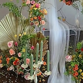 cheap Artificial Plants &amp; Flowers-20FT Mesh Tulle Fabric, Silky Wrinkle-Resistant Chiffon Sheer Drapery for Wedding Decor, Bridal Canopy, Event Backdrop, Festival, and Arch Drapes