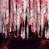 olcso Halloween kültéri dekoráció-halloweeni véres gézkötés, vérfoltos kendőcsíkok, figyelmeztető szalag, hátborzongató jelenet dekoráció, kísértetjárta házibuli kellék