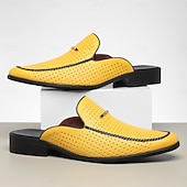 billige Tresko til herrer-gule perforerte slip-on loafers for menn – dristig farge med pustende design, lette og stilige for sommerutflukter, bilkjøring og uformelle kontorantrekk