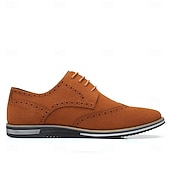 abordables Semiformal-Zapatos oxford de piel sintética marrón caramelo para hombre con detalles brogue: zapatos elegantes e informales con cordones para el trabajo, citas y uso diario.