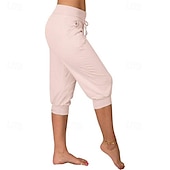 billige cargobukser for kvinner-Dame Capri-bukser Søndagsshorts Gatemote Fritid Kalv lengde Medium Midje عادي Elastisk midje Snorer Pusteevne Myk Mikroelastisk Feriereise Gate Dagligdagstøy Svart Rosa Navyblå Grønn Sommer Normal